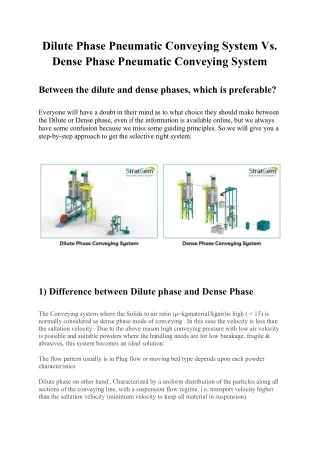 Dilute Vs. Dense Phase Pneumatic Conveying System