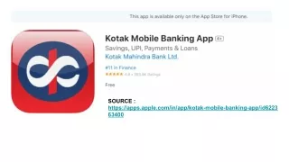 KOTAK Mobile Banking App for iPhone.