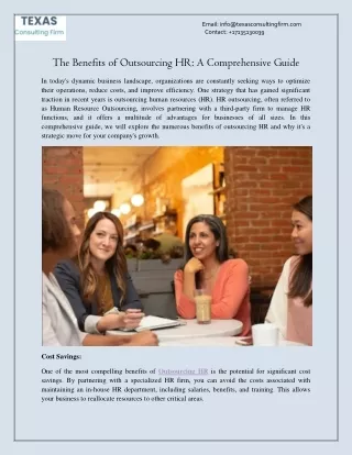 The Benefits of Outsourcing HR A Comprehensive Guide