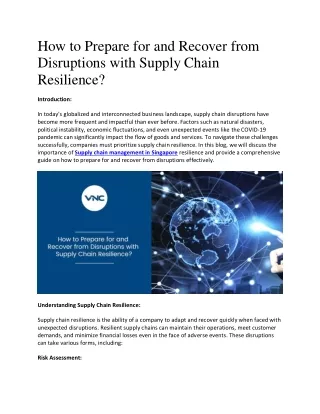 How to Prepare for and Recover from Disruptions with Supply Chain Resilience