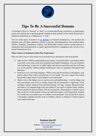 Tips To Be A Successful Domme