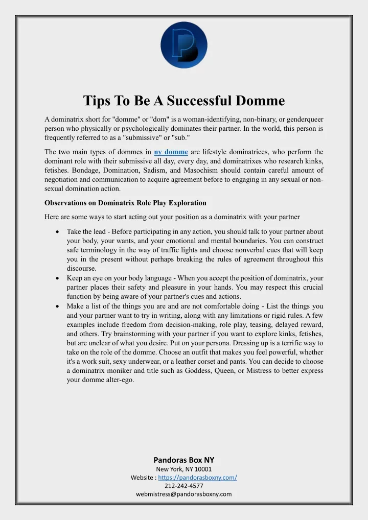 tips to be a successful domme