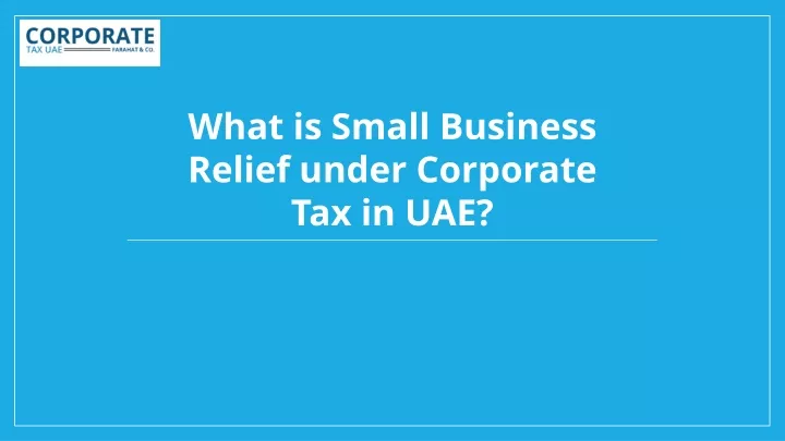 what is small business relief under corporate