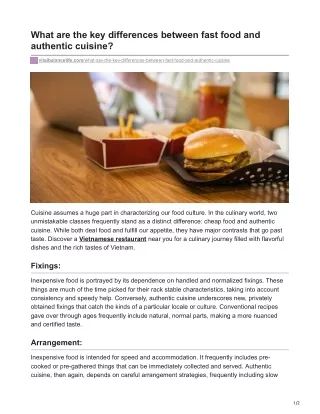 what are the key differences between fast food