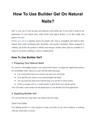 how to use builder gel on natural