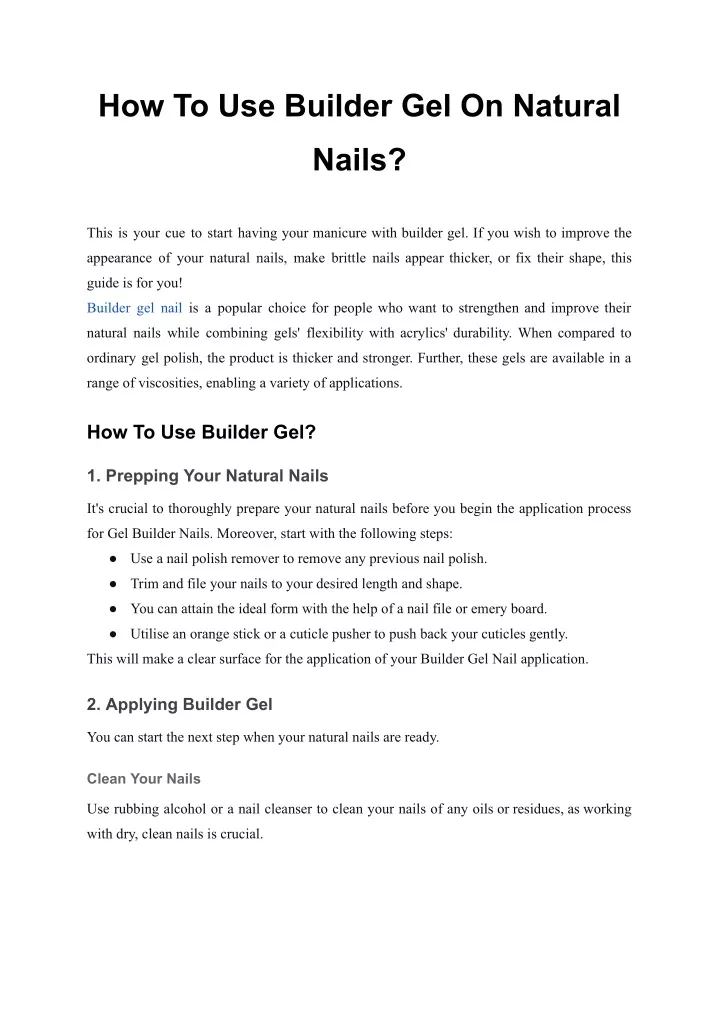 how to use builder gel on natural