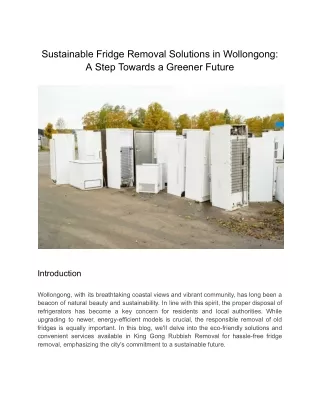 Sustainable Fridge Removal Solutions in Wollongong