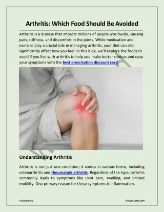 Arthritis Which Food Should Be Avoided