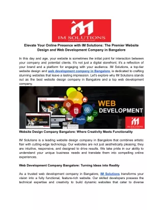 elevate your online presence with im solutions