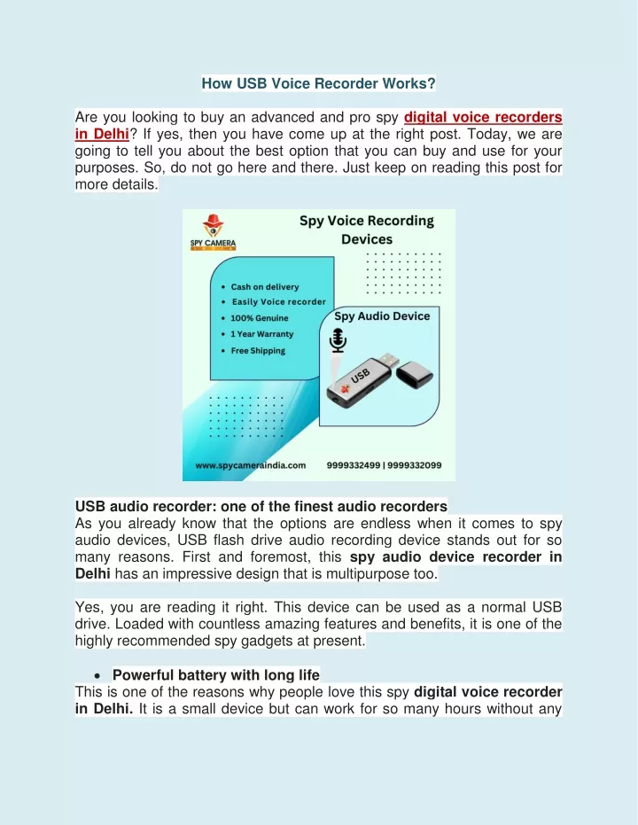 how usb voice recorder works