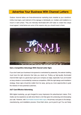 Advertise Your Business With Channel Letters