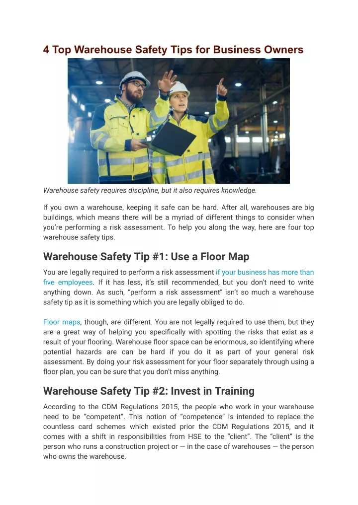 4 top warehouse safety tips for business owners