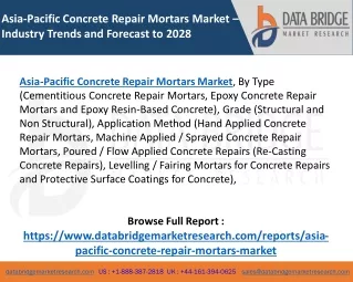 Asia-Pacific Concrete Repair Mortars Market – Industry Trends and Forecast to 2028