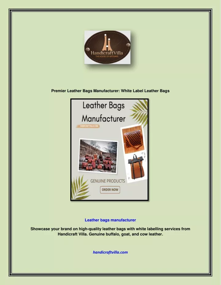 premier leather bags manufacturer white label