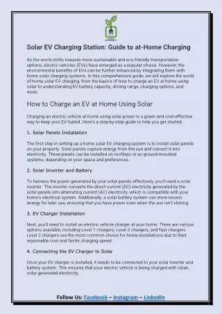 Solar EV Charging Station Guide to at-Home Charging