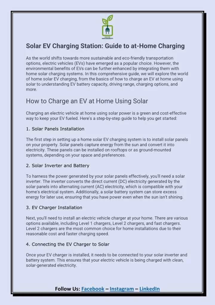 solar ev charging station guide to at home