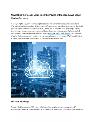 Navigating the Cloud Unleashing the Power of Managed AWS Cloud Hosting Services