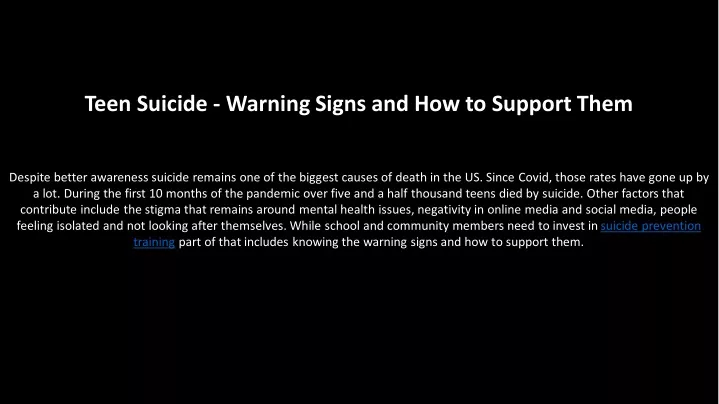 teen suicide warning signs and how to support them