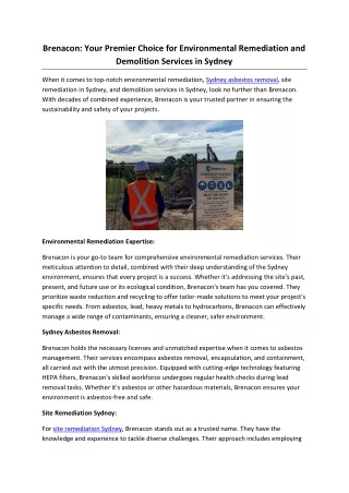 Brenacon: Your Premier Choice for Environmental Remediation and Demolition Servi