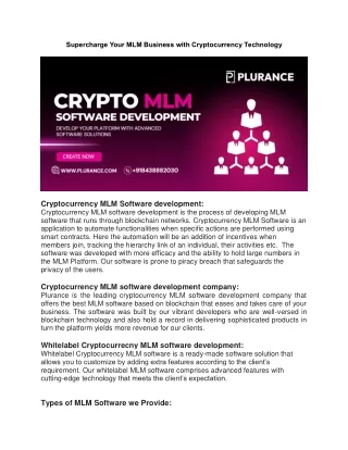 Supercharge Your MLM Business with Cryptocurrency Technology