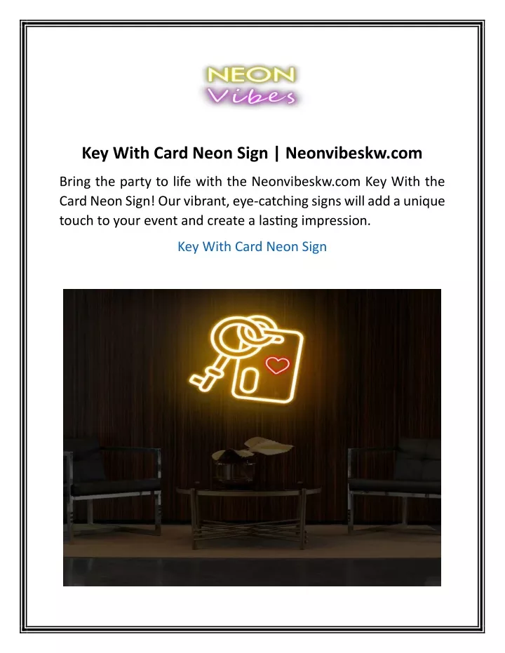 key with card neon sign neonvibeskw com