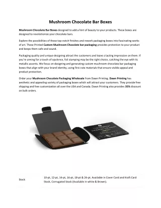 mushroom chocolate bar boxes