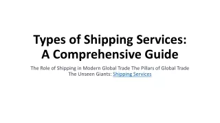 Types of Shipping Services