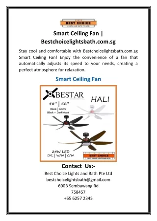 Smart Ceiling Fan  Bestchoicelightsbath.com.sg