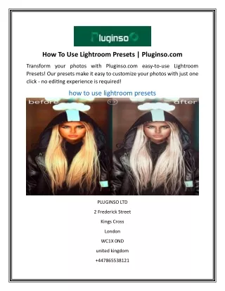 How To Use Lightroom Presets  Pluginso.com