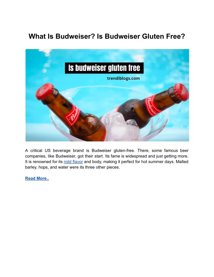 what is budweiser is budweiser gluten free