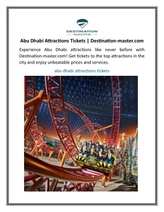 Abu Dhabi Attractions Tickets  Destination-master
