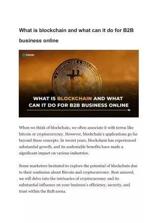 what is blockchain and what can it do for b2b