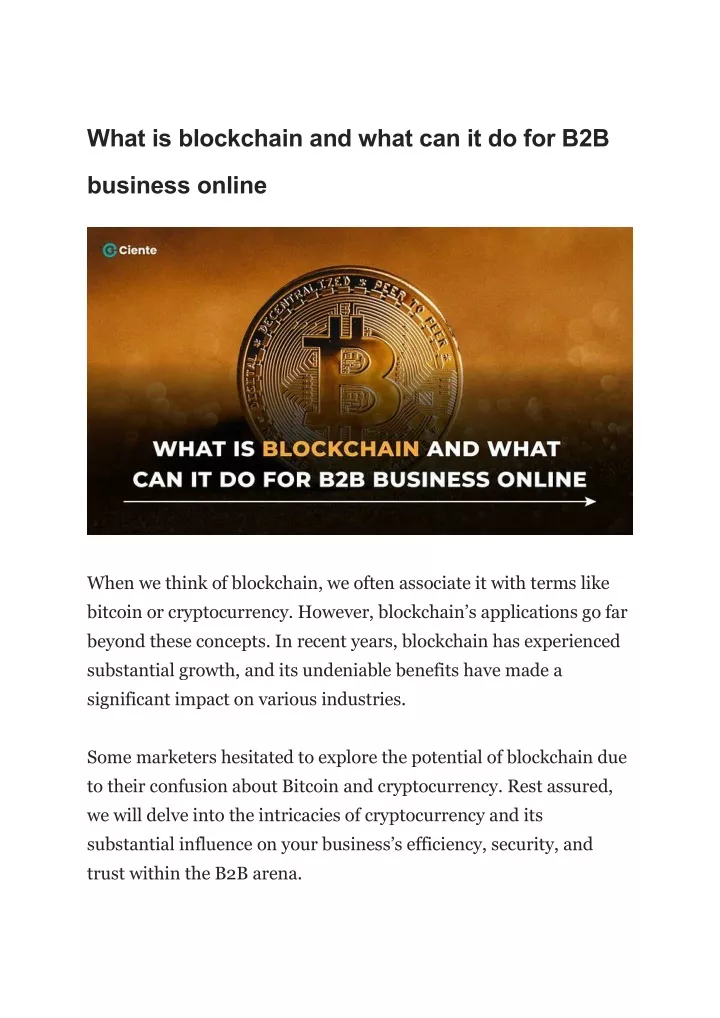 what is blockchain and what can it do for b2b