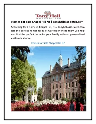 Homes For Sale Chapel Hill Nc  Tonyhallassociates