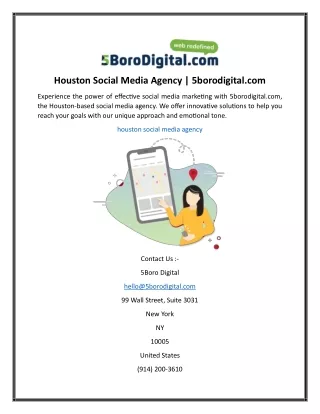 Houston Social Media Agency  5borodigital.com