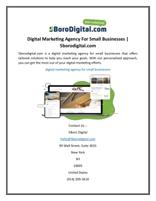 Digital Marketing Agency For Small Businesses  5borodigital.com