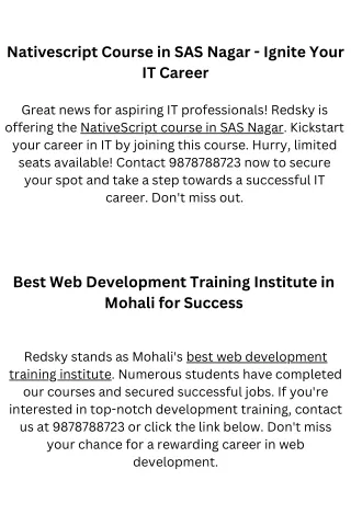 Best Web Development Training Institute in Mohali for Success