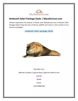 Amboseli Safari Package Deals | Mysafaricost.com