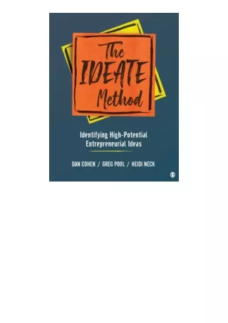 PDF read online The Ideate Method Identifying Highpotential Entrepreneurial Idea