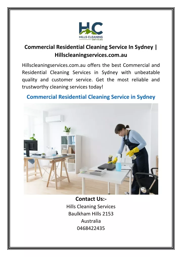 commercial residential cleaning service in sydney