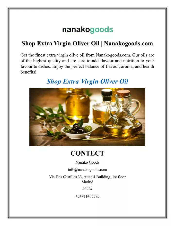 shop extra virgin oliver oil nanakogoods com