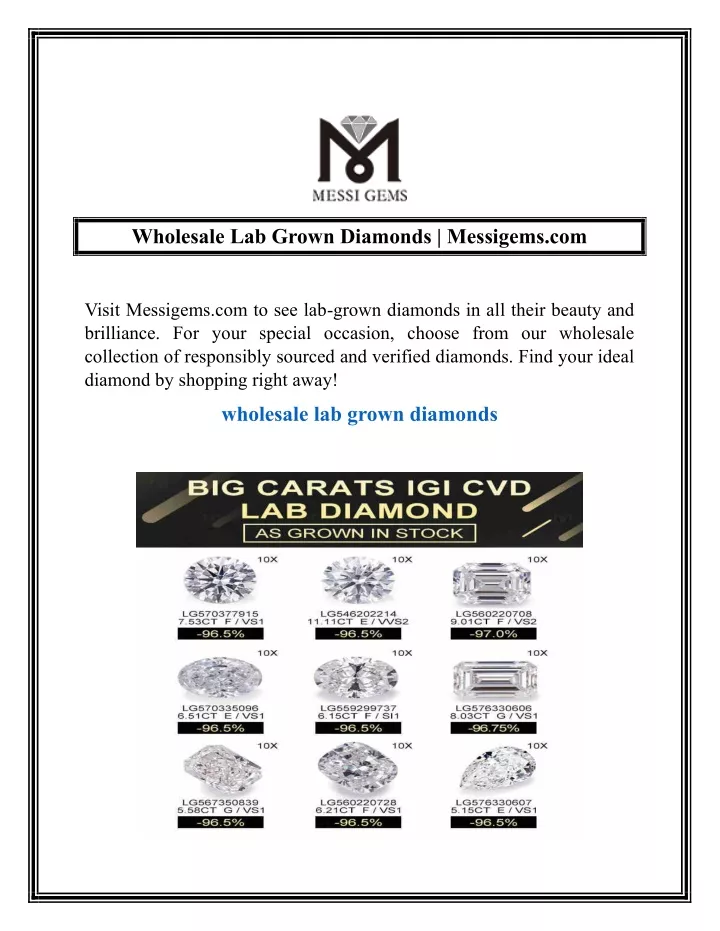 wholesale lab grown diamonds messigems com