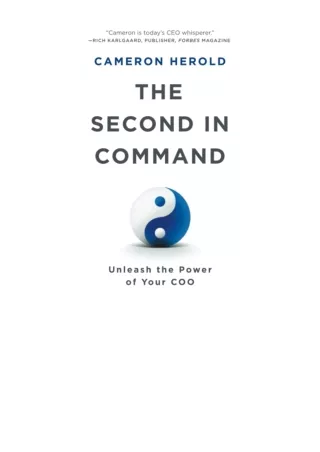 Kindle online PDF The Second In Command Unleash The Power Of Your Coo full