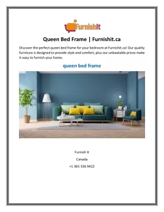 Queen Bed Frame | Furnishit.ca
