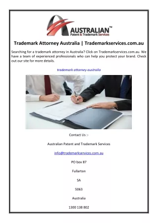 Trademark Attorney Australia  Trademarkservices.com.au