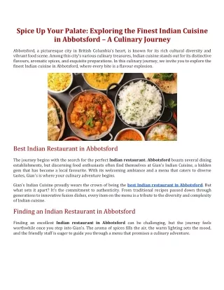 Spice Up Your Palate Exploring the Finest Indian Cuisine in Abbotsford A Culinary Journey