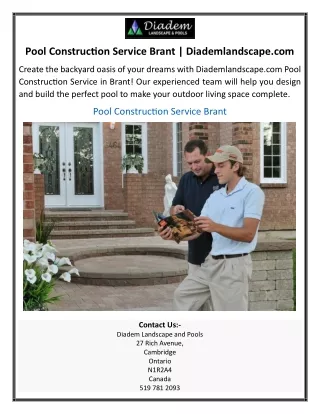 Pool Construction Service Brant Diademlandscape