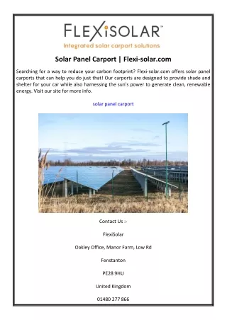 Solar Panel Carport  Flexi-solar.com