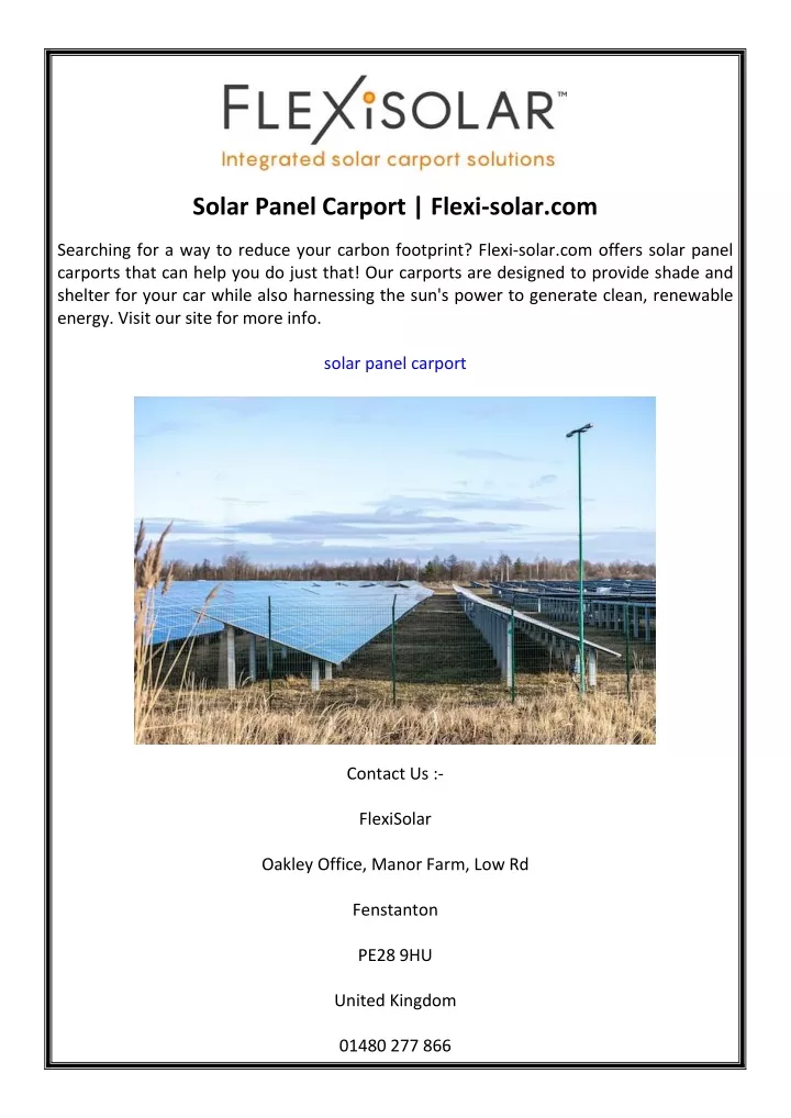 solar panel carport flexi solar com