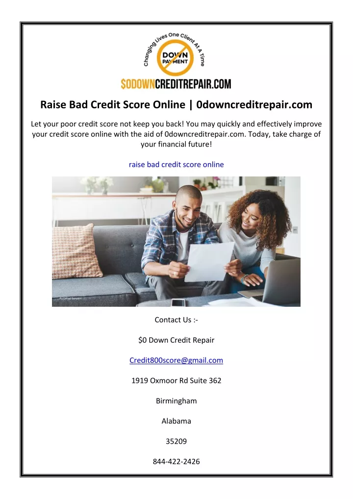 raise bad credit score online 0downcreditrepair